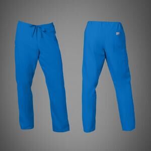 Mens Or Womens Blue 2 Pocket Drawstring Scrub Pants With Reinforced Seams